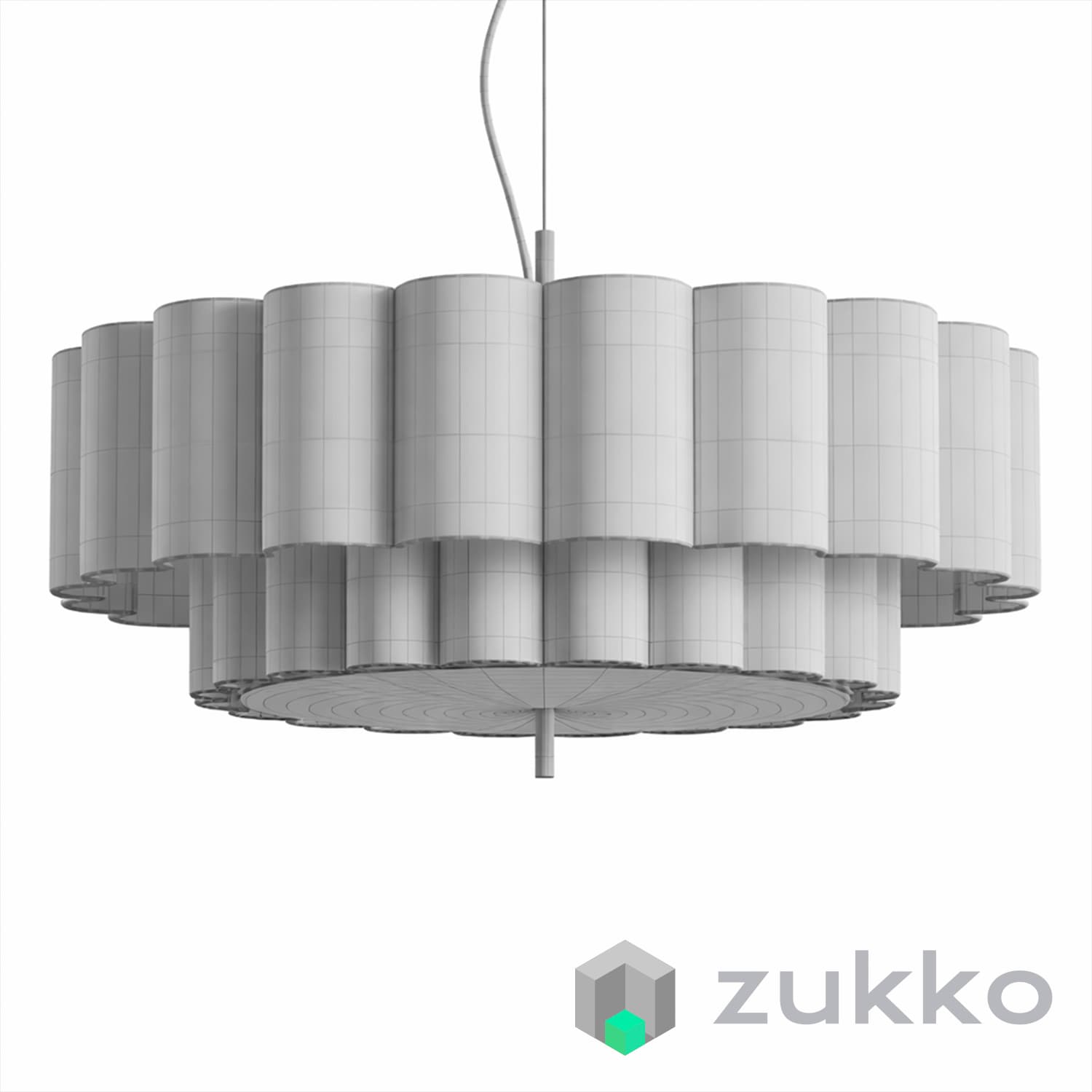 Folia large scalloped natural linen pendant - image 3