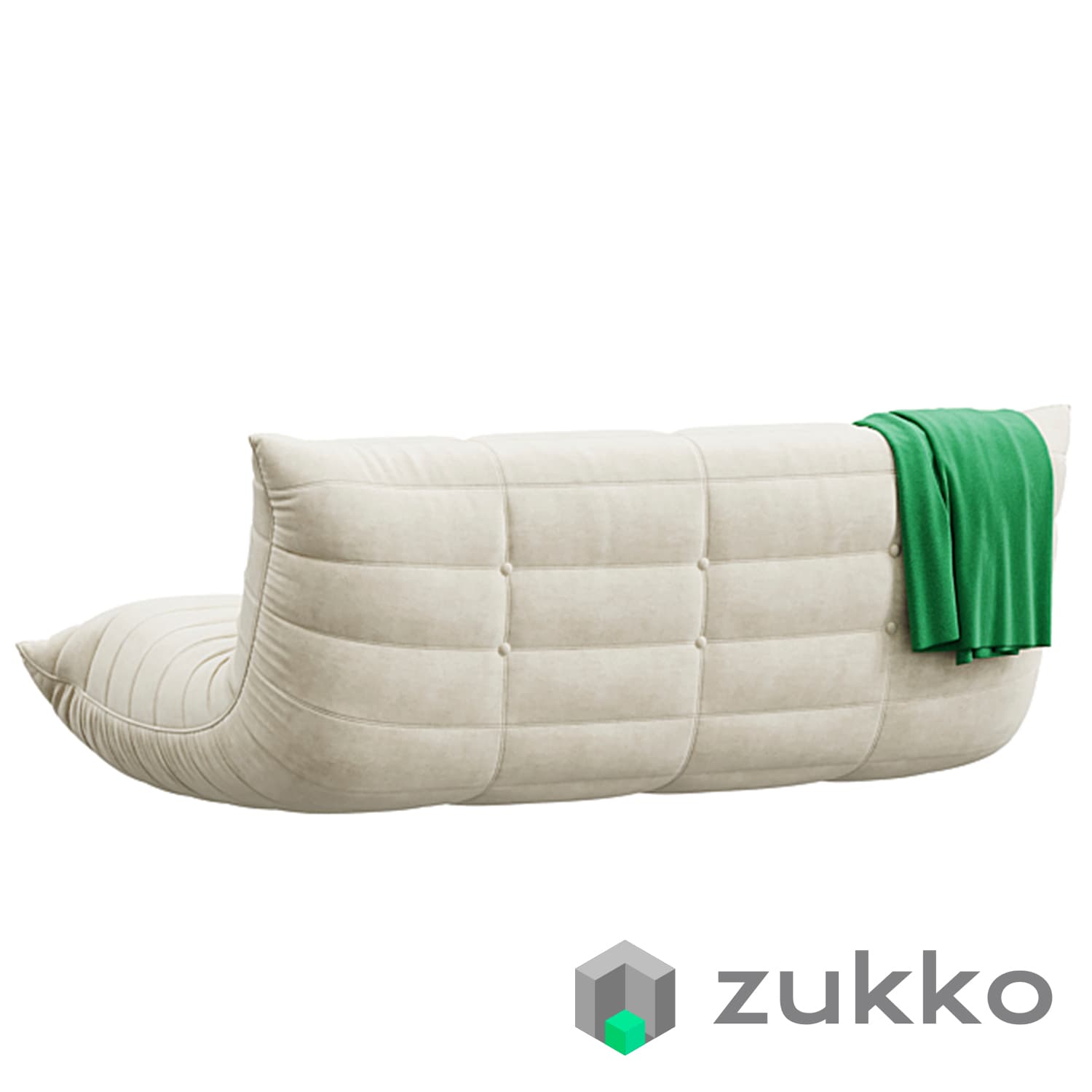 Blanchette Kail Microfiber Microsuede Armless 3-Seat Togo Three Seater Sofa - image 3