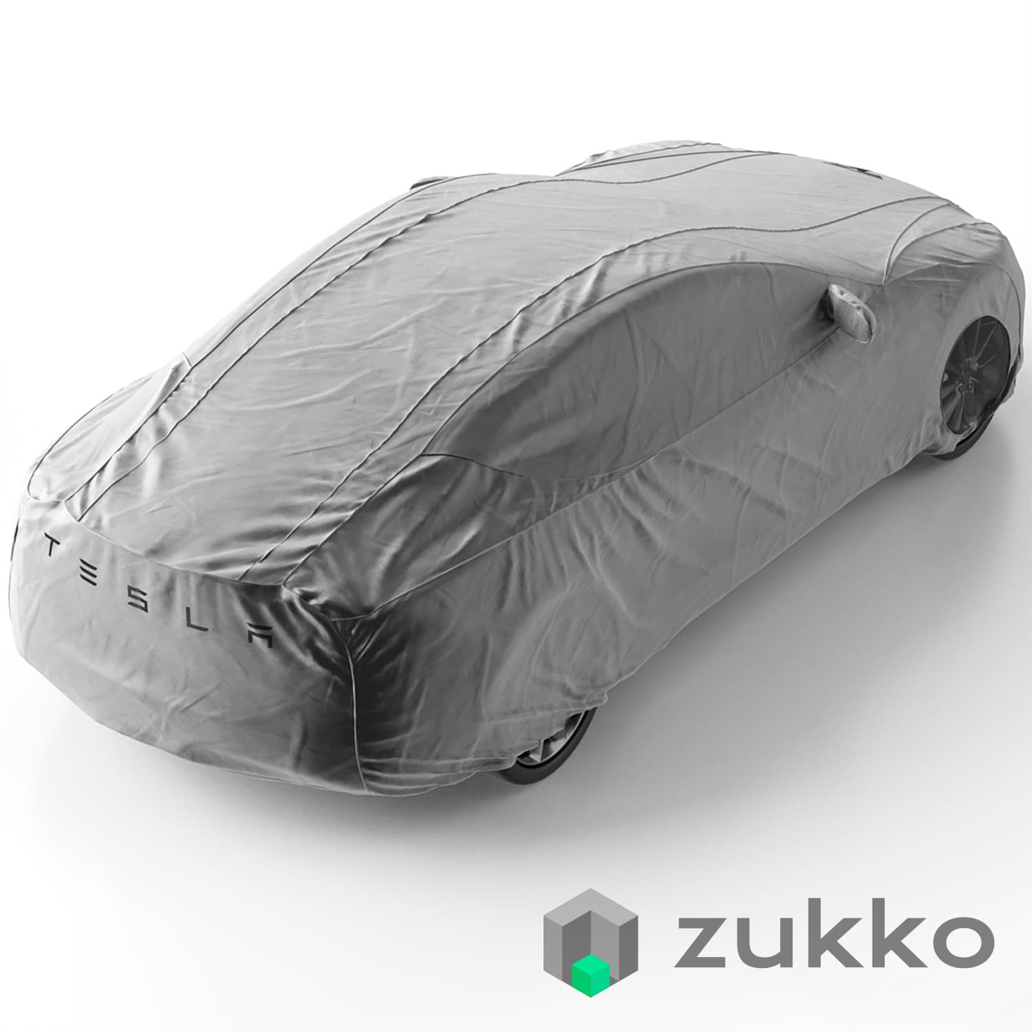 Grey car cover for Tesla Model S electric vehicle - image 4