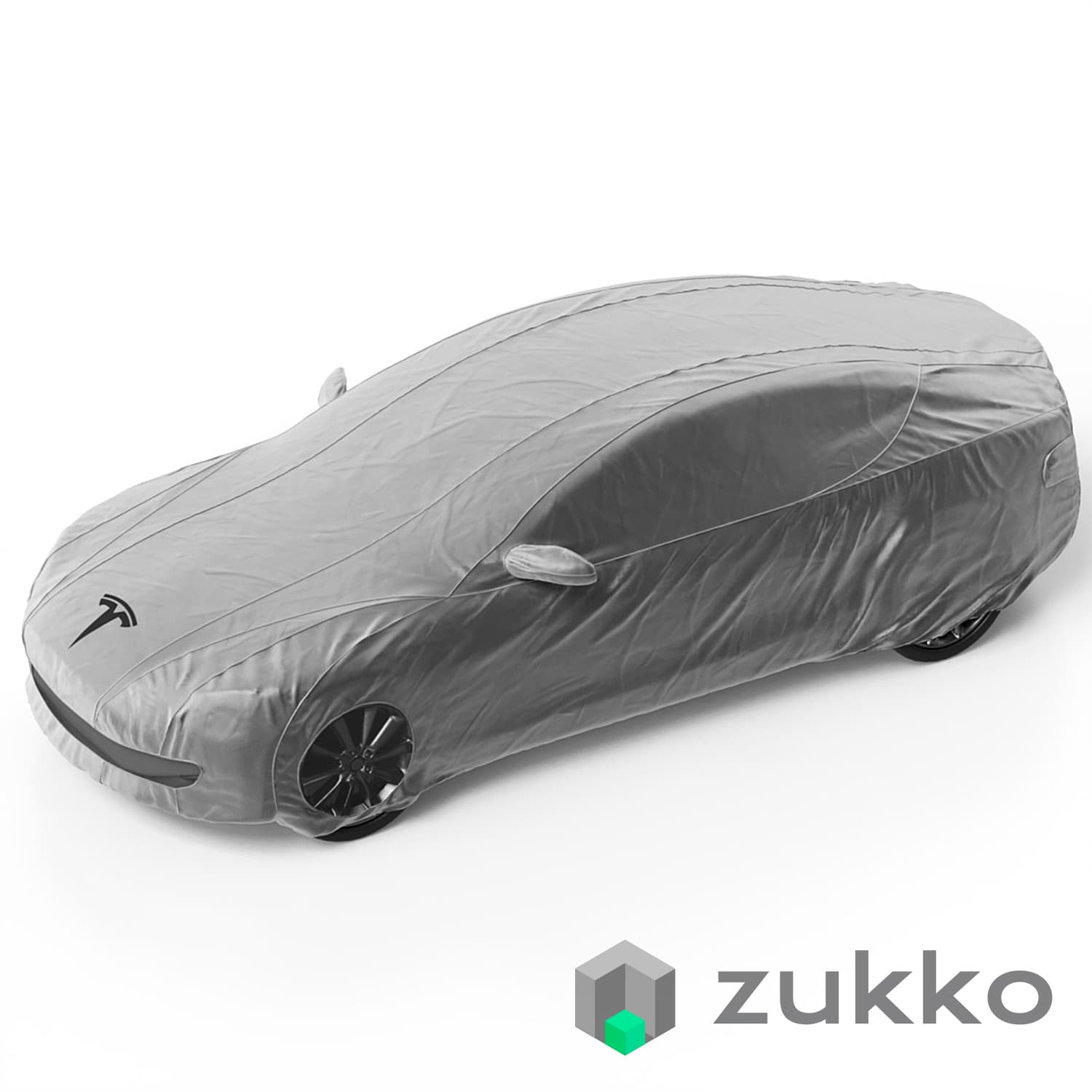 Grey car cover for Tesla Model S electric vehicle - image 3